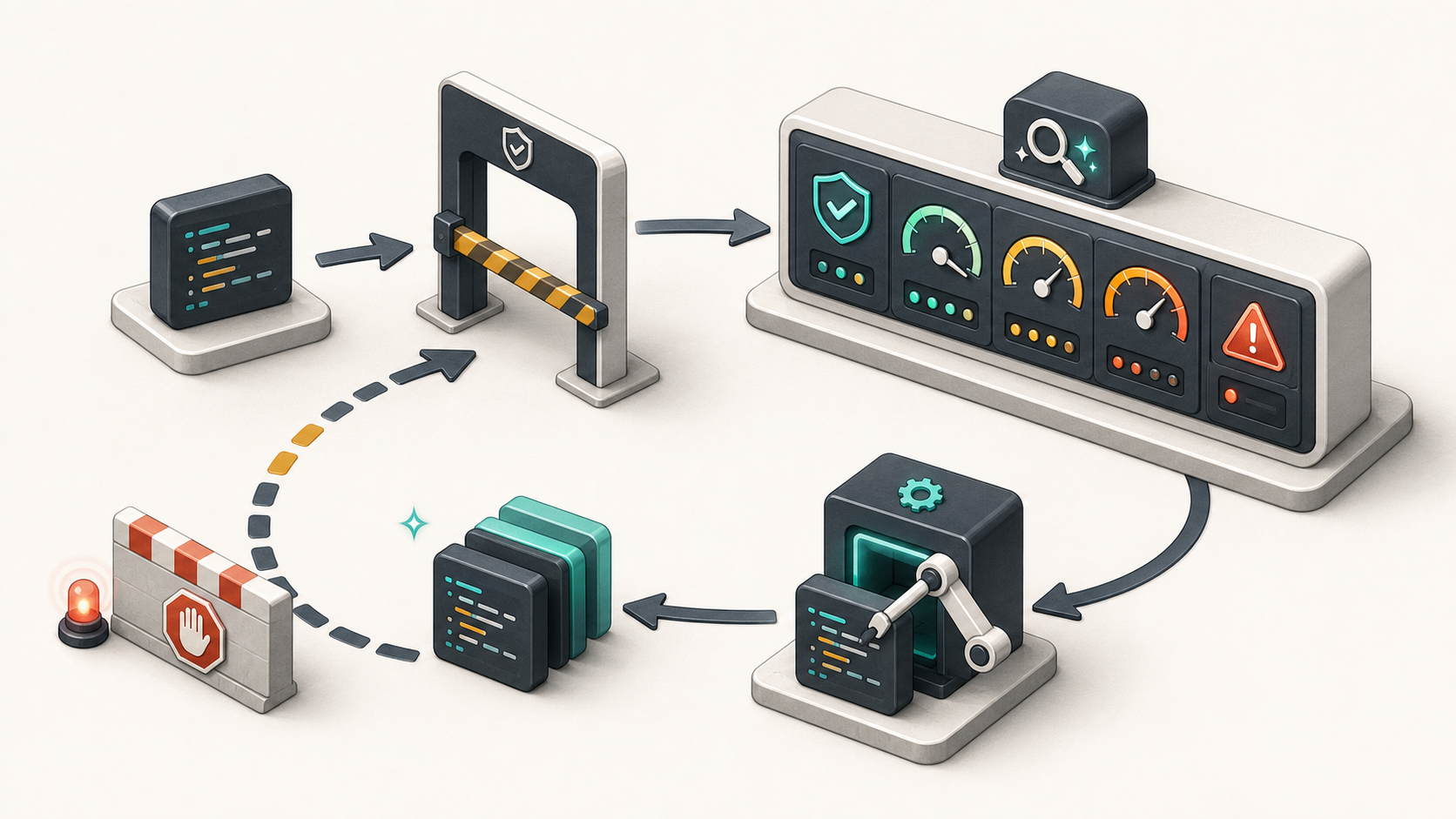 A generated diagram shows a bounded code-review loop with an external critic, repair pass, review gate, and stop barrier.